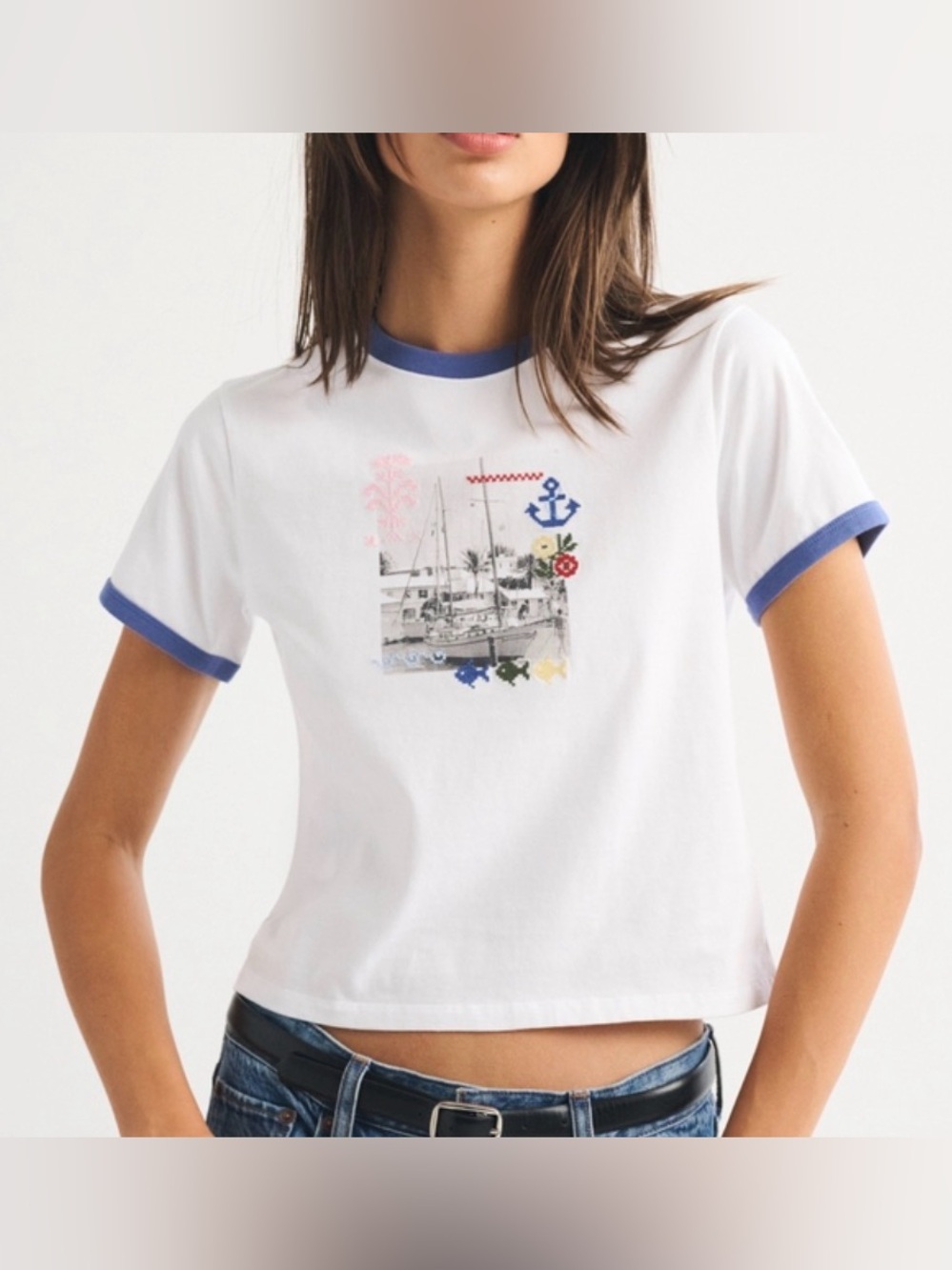 Abercrombie Nautical Graphic Skimming Tee